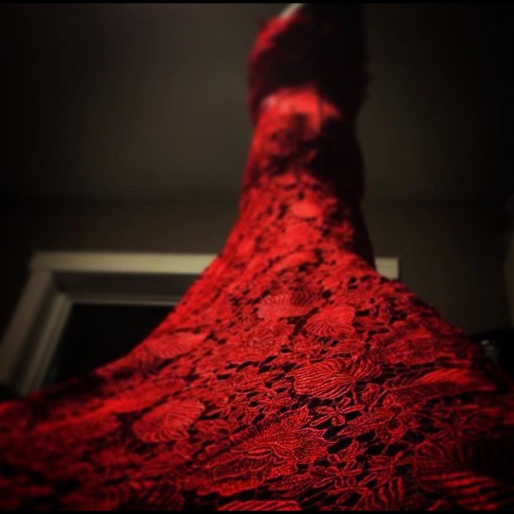 Red satin/lace gown